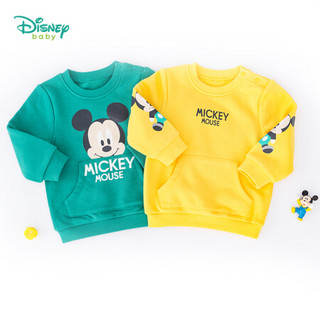 迪士尼(Disney)童装 男童卫衣2019春秋新款米老鼠卡通套头上衣外出卫衣193S1163黄色12个月/身高80cm
