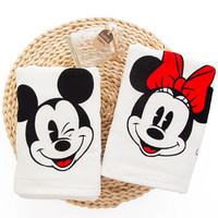 迪士尼（Disney）毛巾家纺 MickeyMouse米奇米妮情侣面巾2条装 纯棉纱布毛巾 亲肤吸水 红/黑 34*75cm/条