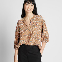 优衣库 女装 印花V领上衣(七分袖) 422452 优衣库UNIQLO