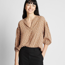 优衣库 女装 印花V领上衣(七分袖) 422452 优衣库UNIQLO