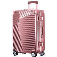 旅行之家(Travelhouse)时光隧道铝框拉杆箱万向轮男女商务行李箱包托运行李箱子T1603 玫瑰金 24英寸