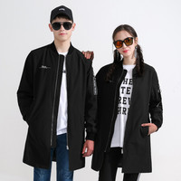 intercrew2019秋冬新款时尚休闲情侣装外套字母印字中长款立领夹克风衣女 ITS1UJ32M 黑色 95/L男