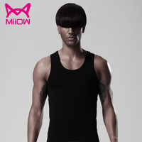 猫人 背心男弹力修身无袖t恤夏季纯棉打底汗衫SQF205001 黑色 XL(175/100)