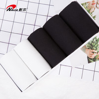 耐尔纯黑色袜子女 春夏纯色黑白袜 女士柔棉休闲女短袜 5双装 黑3+白2 22-24