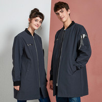 intercrew2019秋冬新款时尚休闲情侣装外套字母印字中长款立领夹克风衣女 ITS1UJ32W 灰色 85/S