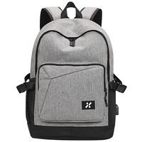 狼性时尚韩版双肩包男女士大容量14英寸电脑包休闲运动潮流多功能旅行背包LXS012灰色