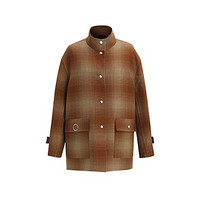 设计师品牌 LUCIEN WANG 棕色渐变格纹羊毛夹克 棕色格纹 XS