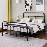 L&S 铁艺床 单人床铺卧室双人床1.5米 YC06黑色