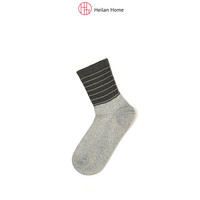 海澜优选镶拼条纹长袜男袜中灰条纹(29)均码