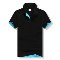 AUDDE 翱笛 T恤女POLO衫定制工作衣服t恤男女定做短袖印字logo AAASHM03 XL 黑/孔蓝