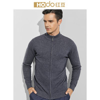 红豆 Hodo 男装 羊毛衫男简约商务系列拉链门襟纯羊毛羊毛衫 S1灰色 170/88A