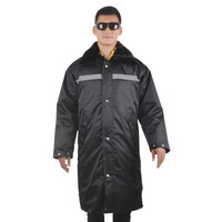 安美尚(ams)精品保安大衣棉服冬季多功能防寒服反光条大衣棉衣物业保安工作服冬装棉袄 加厚加长款 175# 定做
