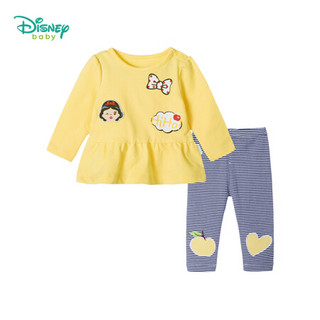 迪士尼（Disney）童装新品女童套装甜美公主长袖长裤宝宝外出服两件套191T912 浅黄 24个月/身高90cm