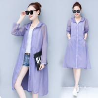 堡晟 2019夏季新款女装新品风衣欧洲站透气防晒衣中长款宽松大码薄款外套 zx1AF11-777 紫色 S