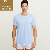 纤丝鸟TINSINO竹棉男士半袖衫春夏圆领速干网眼亲肤透气运动T恤单条装 浅蓝色 XL(180/105)