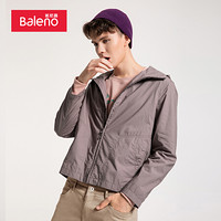 班尼路 Baleno  连帽外套男纯色拉链短款轻薄运动休闲纯棉开衫 54P 54P L