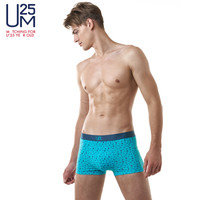 爱慕集团UM25内衣莫代尔字符印花中腰平角裤男士内裤UM23AM1蓝色印花185/XL