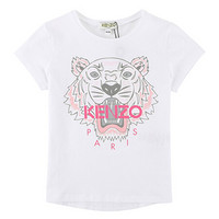 KENZO KIDS 高田贤三 奢侈品童装 女童白色棉质粉色虎头T恤 KN10168 01P 4A/4岁/104cm