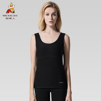 稻草人保暖背心女士秋冬加绒加厚打底衫收腰美体上衣无袖保暖内衣 81889 黑色 M