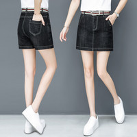 BANDALY 2019夏季女装新款牛仔半身裙裤高腰显瘦A字裤裙显瘦短裙裤子 HZDF111-807 黑色 XL/29