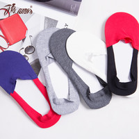 顶瓜瓜袜子男隐形袜春夏短袜薄款男士船袜撞色袜子低帮浅口隐形袜子运动袜潮学生跑步防脱吸湿排汗棉袜5双