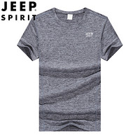 吉普 JEEP 夏季短袖跑步服2019新品上衣篮球训练健身服宽松吸汗透气速干衣SJP8905 灰色 3XL/185