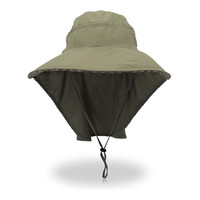 维多迪纳(vedordna)帽子男女同款遮阳帽户外防晒帽护脖颈骑车透气速干帽可折叠大沿沙滩凉帽 MZ173 军绿