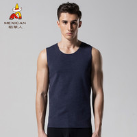 稻草人保暖背心男士秋冬无痕加绒无袖马甲上衣情侣紧身打底保暖内衣女 EH7000M9 麻蓝-男 XL