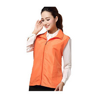 谋福 8863 广告促销背心 高领双层马甲 宣传志愿者红马甲 翻领款 橙色 XL 3件装
