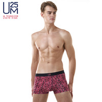 爱慕集团UM25内衣U莫ID莫代尔时尚印花高腰带款中腰平角裤男士内裤UM23AN1玫红色印花180/L