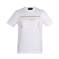 范思哲 范瑟丝 VERSACE VERSUS 奢侈品 男士白色棉质圆领logo短袖T恤BU90713 BJ10388 B1001 XL码 190/100B