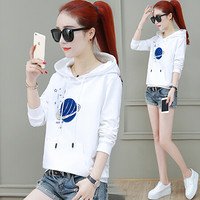 AUDDE 2019秋季新款女装新品慵懒卫衣女薄款韩版宽松套头t恤休闲学生上衣潮 HZ4140-9333 白色 3XL