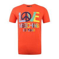 LOVE MOSCHINO 莫斯奇诺 男士橘色弹力棉反战图案短袖T恤 M473124 00K18 M码