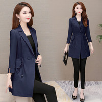 BANDALY 2019秋季新品女装风衣女中长款韩版流行大码洋气休闲外套上衣 KKWH1155 藏蓝色 2XL