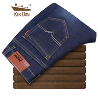 金盾（KIN DON）加绒牛仔裤 新款男士时尚弹力加绒保暖牛仔裤009蓝色加绒38