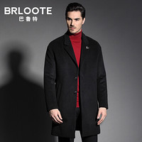 Brloote/巴鲁特男士纯羊毛呢大衣男中长款风衣冬装外套 黑色 170/92A