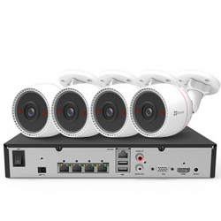 海康威视萤石200万POE监控设备套装X5S+C3T 4路2T硬盘 4台1080P家用商用高清摄像头系统监控器