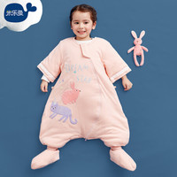 米乐鱼 睡袋婴儿抱被儿童秋冬防踢被宝宝棉质包被分腿抱被 夹棉浪漫兔90*56cm