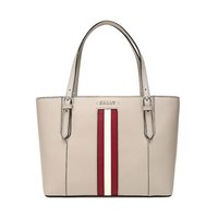 BALLY 巴利 女士灰色红白条纹皮质手提单肩包 SUPRA SM 45 6229826