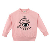 KENZO KIDS 高田贤三 奢侈品童装 女童粉红色混纺眼睛刺绣卫衣 KM15148 33 4A/4岁/104cm