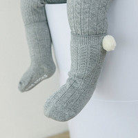 馨颂婴儿袜子三双装宝宝绒球精梳棉袜婴童袜子套装 黑色+卡其+灰色 16-18(M)（1-3岁)