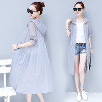 堡晟 2019夏季新款女装新品风衣欧洲站透气防晒衣中长款宽松大码薄款外套 zx1AF11-777 灰色 XXL