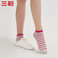 三枪袜子女 2019春夏新品女式袜子柔软舒适棉质横条短筒女袜 浅灰 22-24