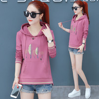AUDDE 2019秋季新款女装新品卫衣女韩版宽松带帽卫衣女潮时尚休闲韩版长袖短款 HZ530-8906 豆沙红 4XL