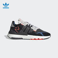Adidas 三叶草 NITE JOGGER 男子经典运动鞋EF8719 (44.5、黑色/白色/橙红荧光/蓝鸟色)