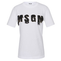 MSGM 女士白色棉质黑色字母图案短袖T恤 2441MDM106 184299 01 M码