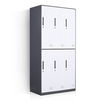 洛克菲勒 铁皮柜办公员工多门储物柜浴室简易衣柜灰套白六门更衣柜