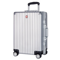 SWISSGEAR 瑞士军刀 拉杆箱 20英寸登机箱 铝框纯PC硬箱 万向轮旅行箱 TSA密码锁商务出差 学生行李箱SA-6720银色