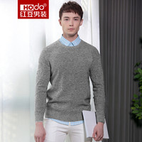 红豆 Hodo 男装 羊毛衫男时尚罗纹纯色修身圆领男士羊毛衫 S1灰色 185/100A