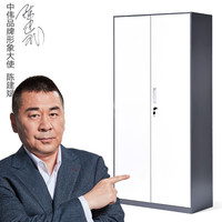 中伟文件柜办公柜钢制铁皮资料档案储物拆装柜薄边灰白套色通铁对开柜加厚款